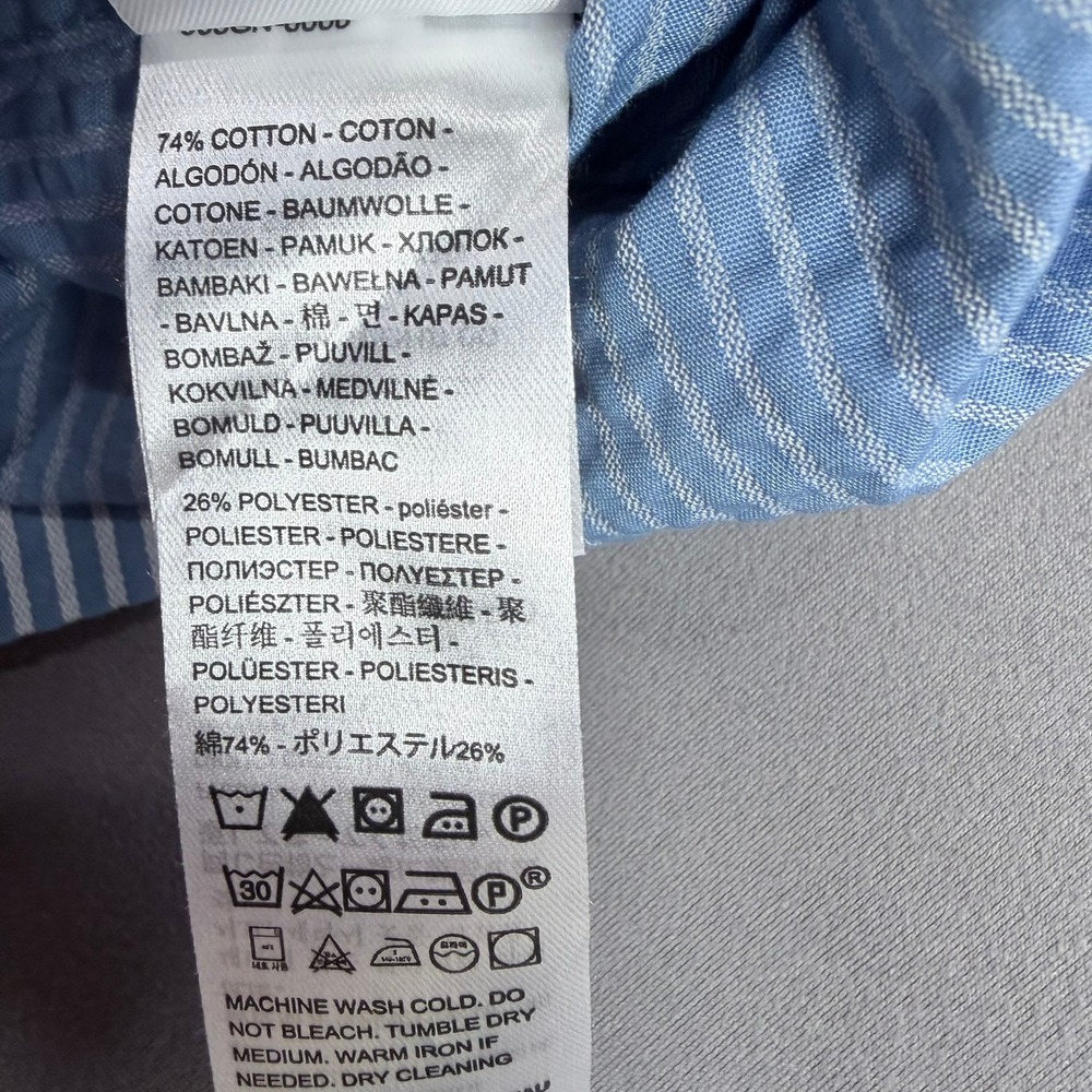 Levi's Mens L Blue White Cotton Blend Relaxed Striped Short Sleeve Shirt New - Picture 6 of 11
